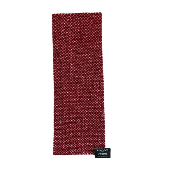 Tahari RED Beaded Table Runner Centerpiece 13x36 Luxe Holiday Glam Decor New - Picture 1 of 8